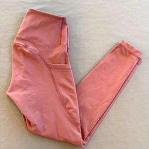 90 Degree by Reflex Womens High Waist Side Pocket Leggings Mauve Pink Size S